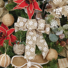 Laço Decorativo Floco de Neve Bege e Branco 5x25x35cm Cromus