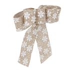 Laço Decorativo Floco de Neve Bege e Branco 5x25x35cm Cromus