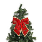 Laço Grande Texturizado Para Enfeite De Natal Vermelho E Dour