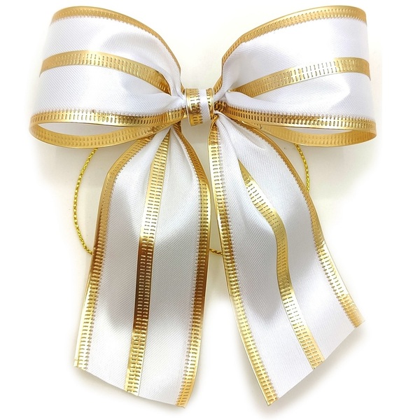 Laço Natal Branco Dourado Arvore Enfeite Decoraçao Natalino