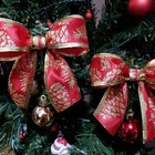 Laço Natal Vermelho Dourado Pinha Arvore Enfeite Decoraçao