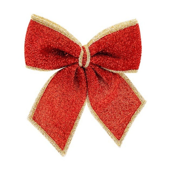 Laço Tecido Metalizado Vermelho E Dourado 33x36cm