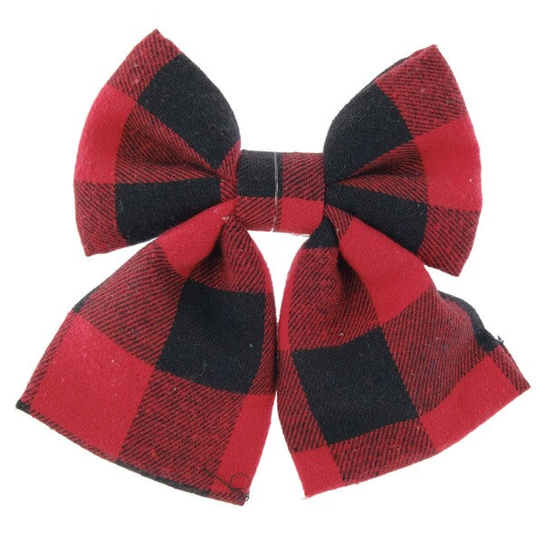 Laço Xadrex Vermelho e Preto 18x22x3cm Cromus