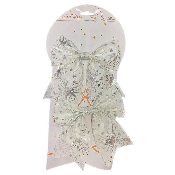 Laços Natalinos Decorativos 2 Peças Branco - Casambiente Nata