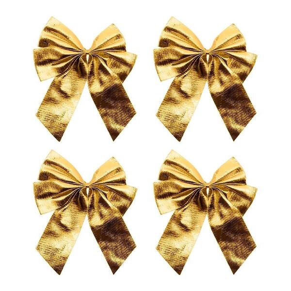 Laços Natalinos Decorativos 4 Peças Dourado - Casambiente Nat