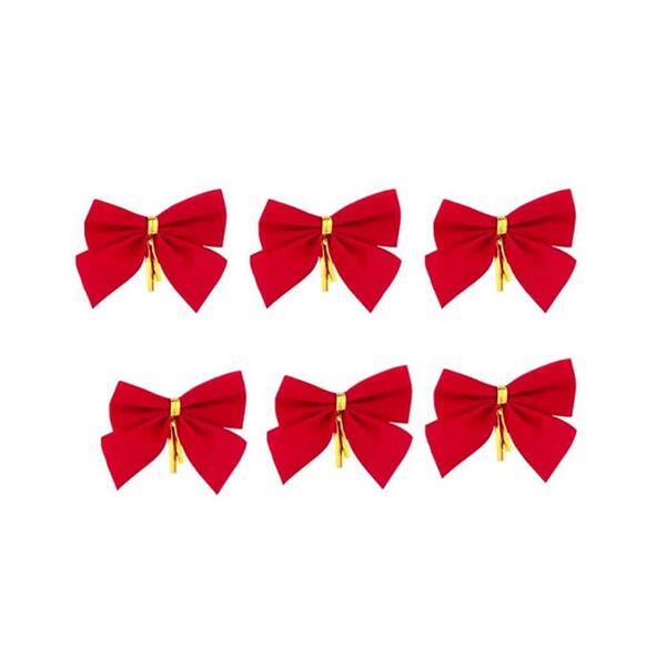 Laços Natalinos Decorativos 6 Peças Vermelho - Casambiente Na