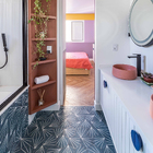 Ladrilho Hidráulico Hexagonal Raio Sol Azul 15x17cm Oficina Yby