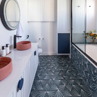 Ladrilho Hidráulico Hexagonal Raio Sol Azul 15x17cm Oficina Yby