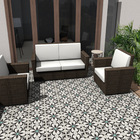 Ladrilho Hidráulico Quadrado Allium Preto E Branco 20x20cm Oficina Yby