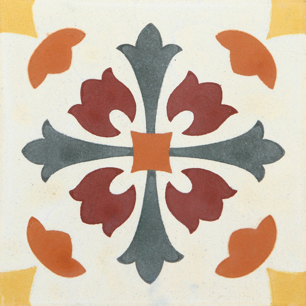 Ladrilho Hidráulico Quadrado Amaralis 1 Amarelo E Verde 20x20cm Oficina Yby