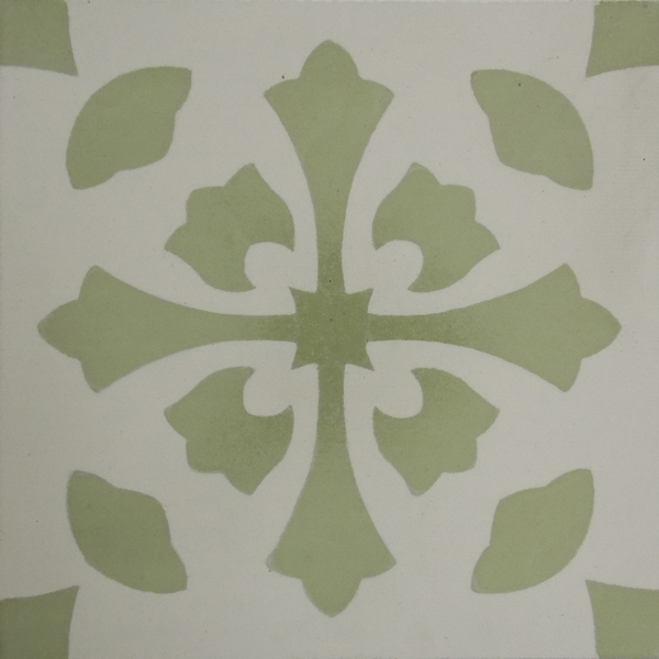 Ladrilho Hidráulico Quadrado Amaralis Verde E Branco 20x20cm Oficina Yby