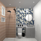 Ladrilho Hidráulico Quadrado Bandeira Azul E Branco 20x20cm Oficina Yby