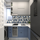 Ladrilho Hidráulico Quadrado Bandeira Azul E Branco 20x20cm Oficina Yby