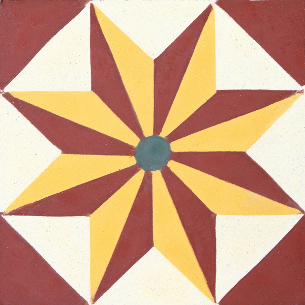 Ladrilho Hidráulico Quadrado Catavento Vermelho E Bege 20x20cm Oficina Yby