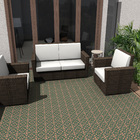 Ladrilho Hidráulico Quadrado Damasco Verde E Terracota 20x20cm Oficina Yby