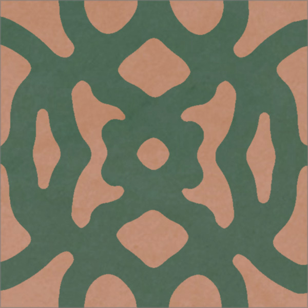 Ladrilho Hidráulico Quadrado Damasco Verde E Terracota 20x20cm Oficina Yby