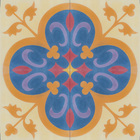 Ladrilho Hidráulico Quadrado Flor Liz Amarelo e Azul 20x20cm Oficina Yby