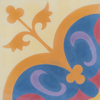 Ladrilho Hidráulico Quadrado Flor Liz Amarelo e Azul 20x20cm Oficina Yby