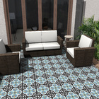 Ladrilho Hidráulico Quadrado Flor Liz Preto e Branco 20x20cm Oficina Yby