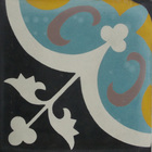 Ladrilho Hidráulico Quadrado Flor Liz Preto e Branco 20x20cm Oficina Yby