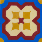 Ladrilho Hidráulico Quadrado Flor de Lotus Azul e Amarelo 20x20cm Oficina Yby