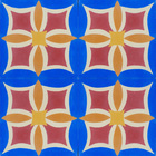 Ladrilho Hidráulico Quadrado Flor de Maio Azul e Amarelo 20x20cm Oficina Yby