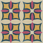 Ladrilho Hidráulico Quadrado Flor Maio Bege e Verde 20x20cm Oficina Yby