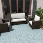 Ladrilho Hidráulico Quadrado Indian Turquesa e Branco 20x20cm Oficina Yby