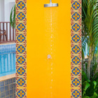 Ladrilho Hidráulico Quadrado Kalanchoe Amarelo E Azul 20x20cm Oficina Yby