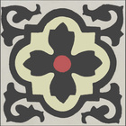 Ladrilho Hidráulico Quadrado Kalanchoe Preto e Creme 20x20cm Oficina Yby