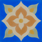 Ladrilho Hidráulico Quadrado Lirio Azul e Amarelo 20x20cm Oficina Yby