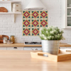 Ladrilho Hidráulico Quadrado Lirio Bege e Verde 20x20cm Oficina Yby