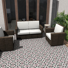 Ladrilho Hidráulico Quadrado Lobelia Cinza e Branco 20x20cm Oficina Yby