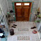 Ladrilho Hidráulico Quadrado Lobelia Verde e Creme 20x20cm Oficina Yby