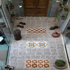 Ladrilho Hidráulico Quadrado Losango Amarelo e Vermelho 20x20cm Oficina Yby