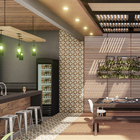 Ladrilho Hidráulico Quadrado Losango Terracota e Verde 20x20cm Oficina Yby