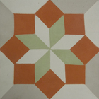 Ladrilho Hidráulico Quadrado Losango Terracota e Verde 20x20cm Oficina Yby