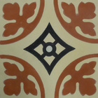 Ladrilho Hidráulico Quadrado Magnolia 3 Terracota, Preto e Creme 20x20 Oficina Yby