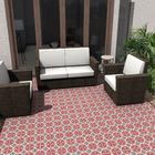 Ladrilho Hidráulico Quadrado Magnolia 3 Terracota, Preto e Creme 20x20 Oficina Yby