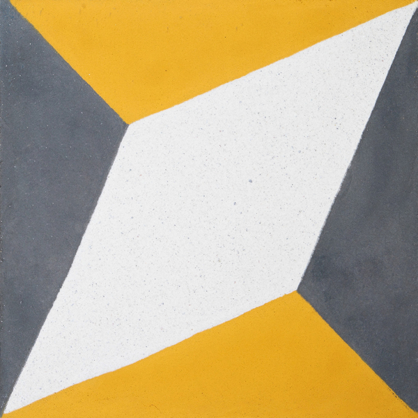 Ladrilho Hidráulico Quadrado Prima Amarelo e Cinza 20x20cm Oficina Yby