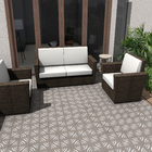 Ladrilho Hidráulico Quadrado Topo Fendi E Branco 20x20cm Oficina Yby