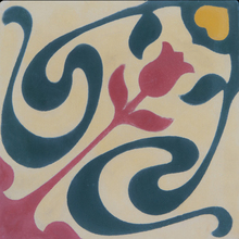 Ladrilho Hidráulico Quadrado Tulipa Verde e Amarelo 20x20cm Oficina Yby