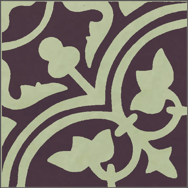 Ladrilho Hidráulico Quadrado Vinca Acai e Verde 20x20cm Oficina Yby