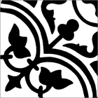 Ladrilho Hidráulico Quadrado Vinca Preto e Branco 20x20cm Oficina Yby