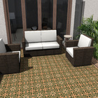 Ladrilho Hidráulico Quadrado Vinca Terracota E Verde 20x20cm Oficina Yby