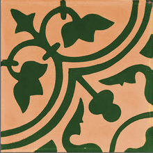 Ladrilho Hidráulico Quadrado Vinca Terracota E Verde 20x20cm Oficina Yby