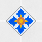 Ladrilho Hidráulico Tozeto Orquidea Azul E Amarelo 10x10cm Oficina Yby