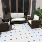 Ladrilho Hidráulico Tozeto Orquidea Azul E Amarelo 10x10cm Oficina Yby