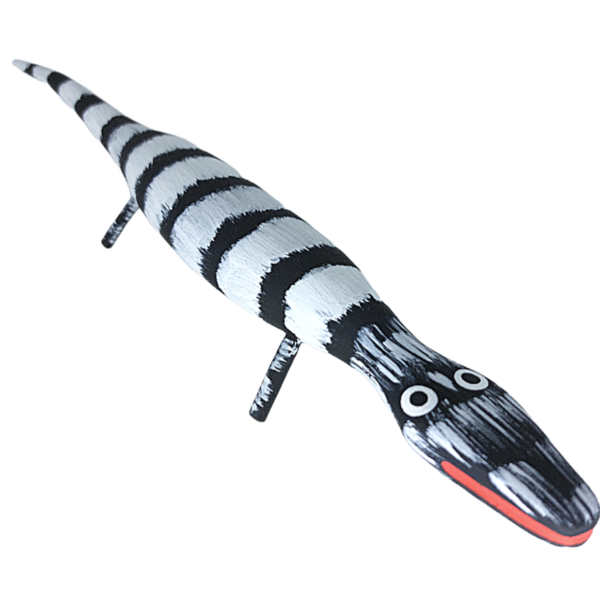 Lagarto Madeira Ilha do Ferro M - Preto e Branco Rajado