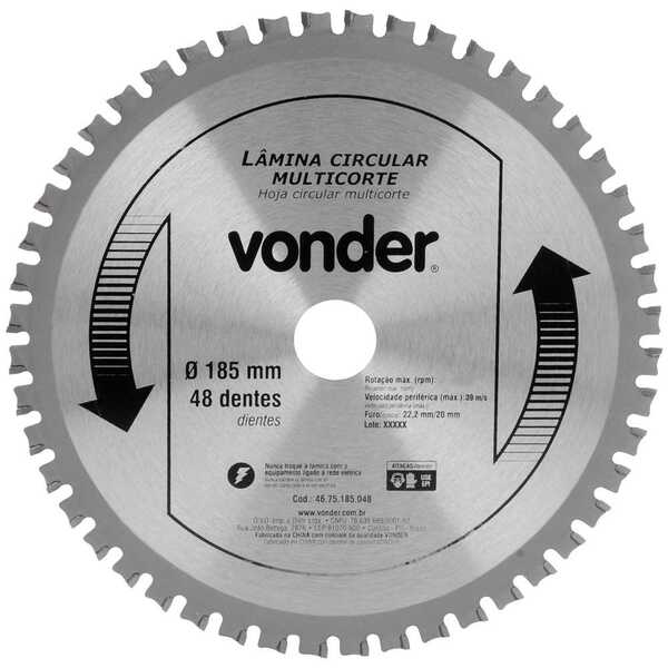 Lamina Circular Multicorte 185Mm x 48 Dentes Ideal para Serra
